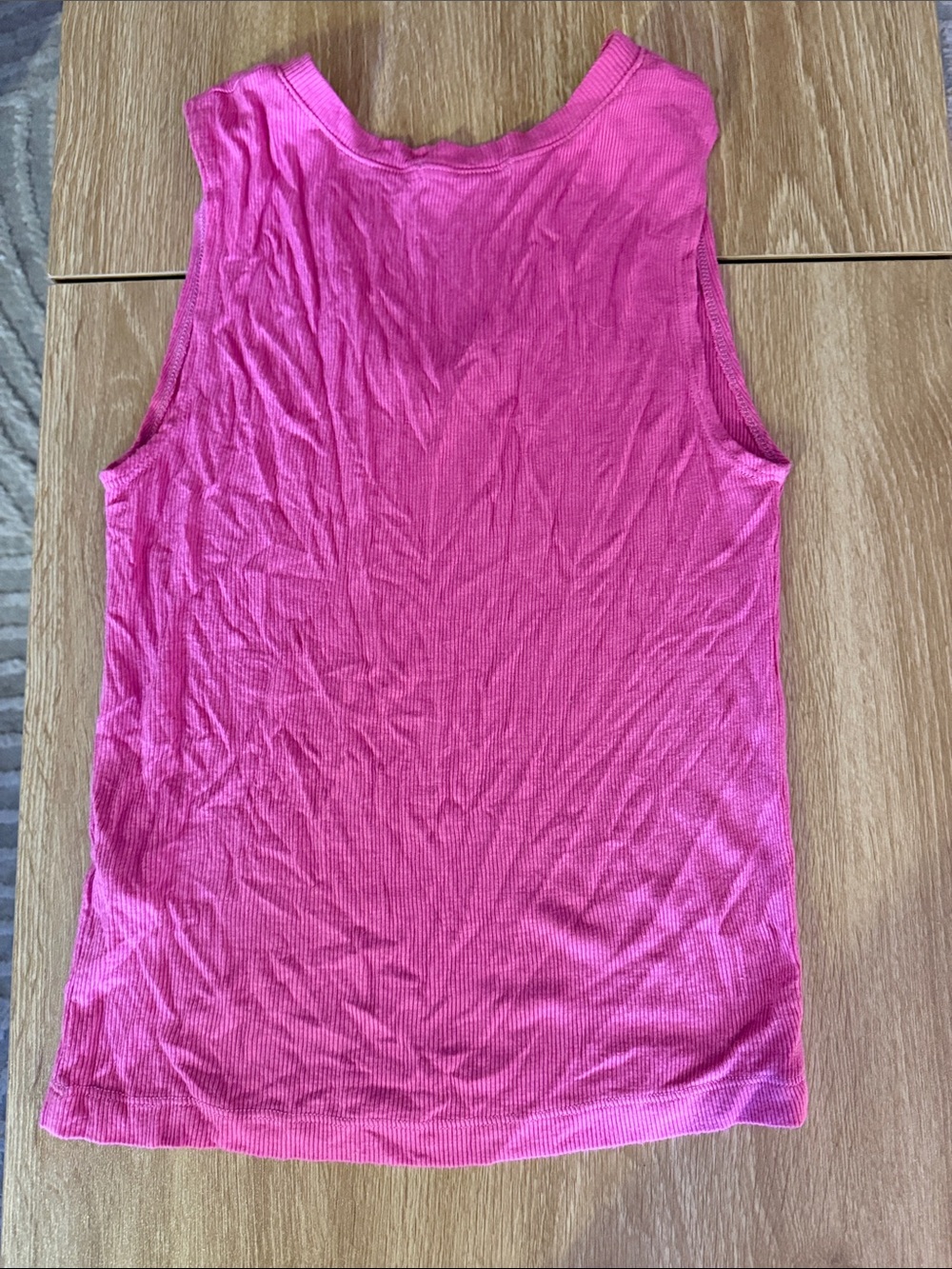 Michael Stars Pink Ribbed V-Neck Tank - Picture 3 of 3